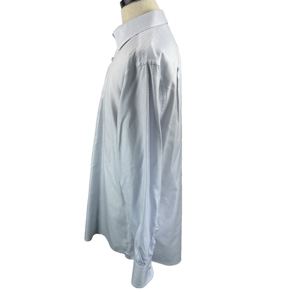 David Donahue Horizontal Dress Shirt Button Up Long Sleeve Size 18 Trim - 34/35 - Picture 5 of 13